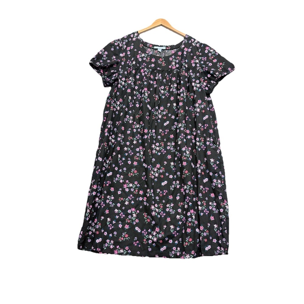 Only Necessities Black Floral Maxi Cotton MuuMuu Patio House Dress Size 1X